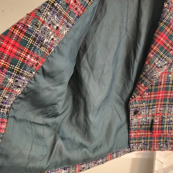 YSL Saint Laurent Rive Gauche Paris Vintage Tartan Tweed Blazer 1970s Euc - Picture 11 of 16
